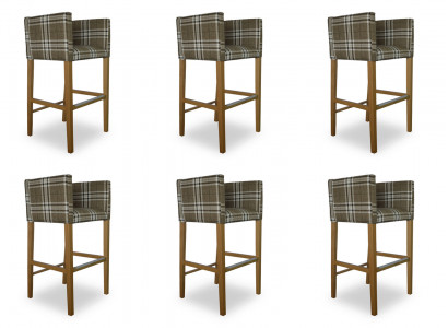 6x Barkruk Hoek Stoel Fauteuil Stoelen Kruk Balie Stoel Bekleding Set Caro